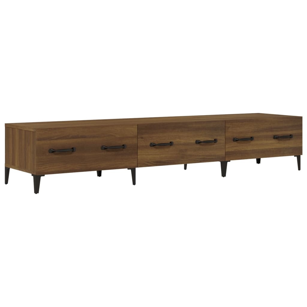 Tv-meubel 150x34,5x30 cm bewerkt hout bruineikenkleurig