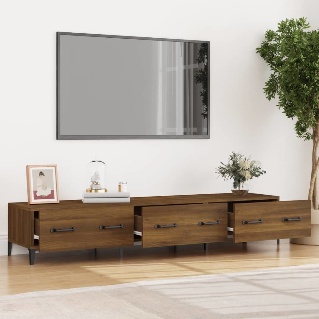Tv-meubel 150x34,5x30 cm bewerkt hout bruineikenkleurig