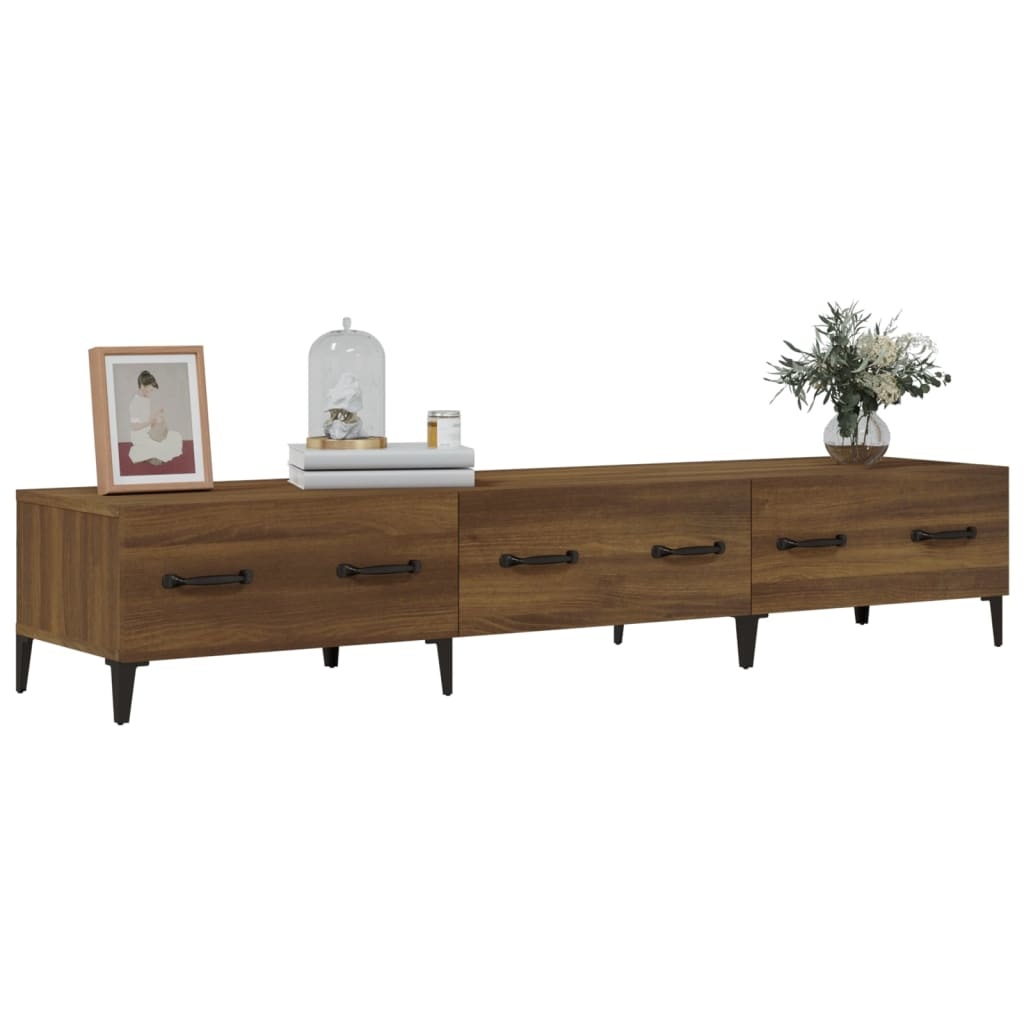 Tv-meubel 150x34,5x30 cm bewerkt hout bruineikenkleurig