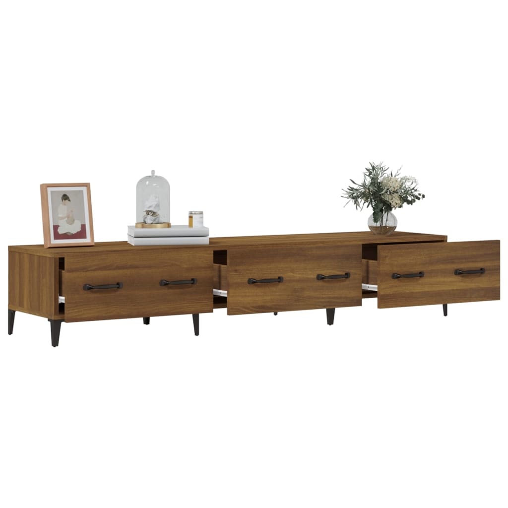 Tv-meubel 150x34,5x30 cm bewerkt hout bruineikenkleurig