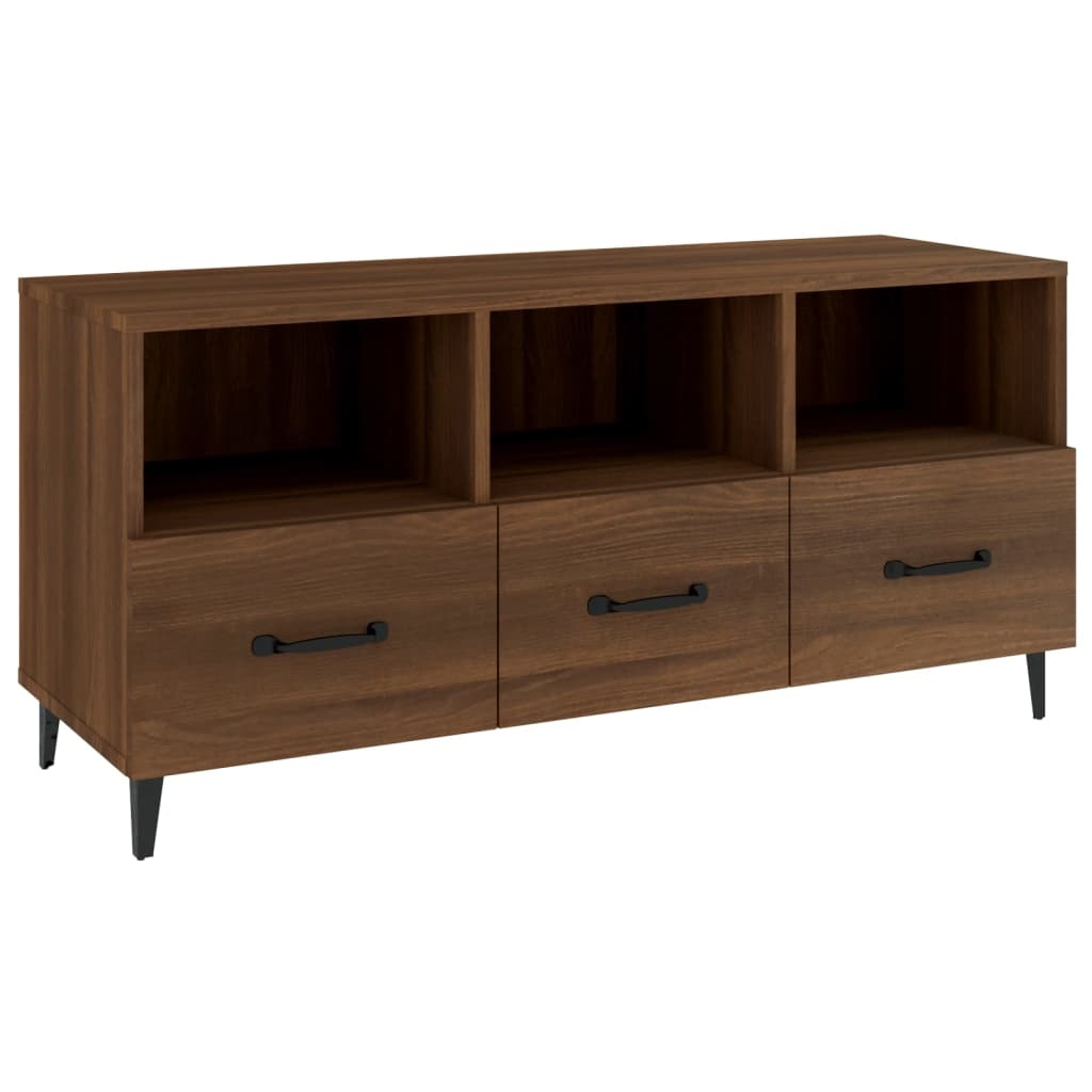 Tv-meubel 102x35x50 cm bewerkt hout bruineikenkleurig