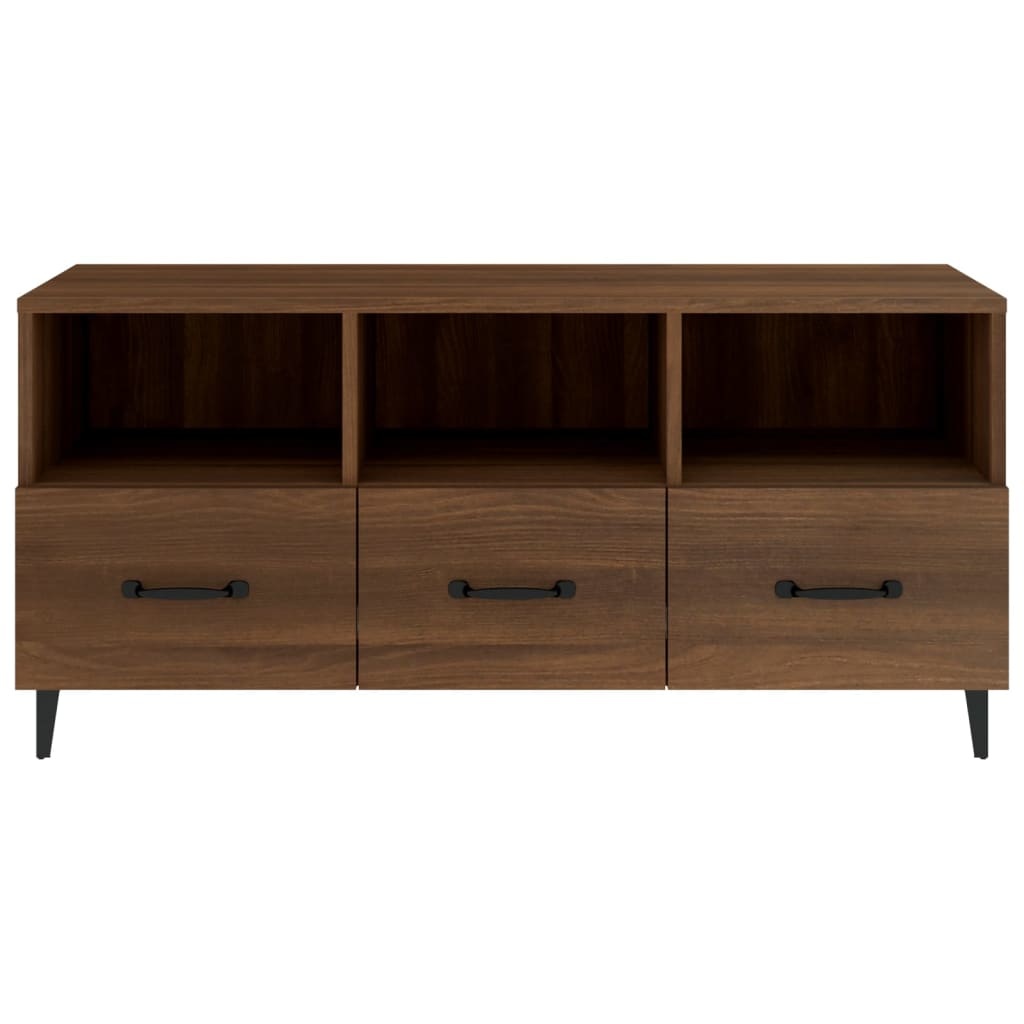 Tv-meubel 102x35x50 cm bewerkt hout bruineikenkleurig