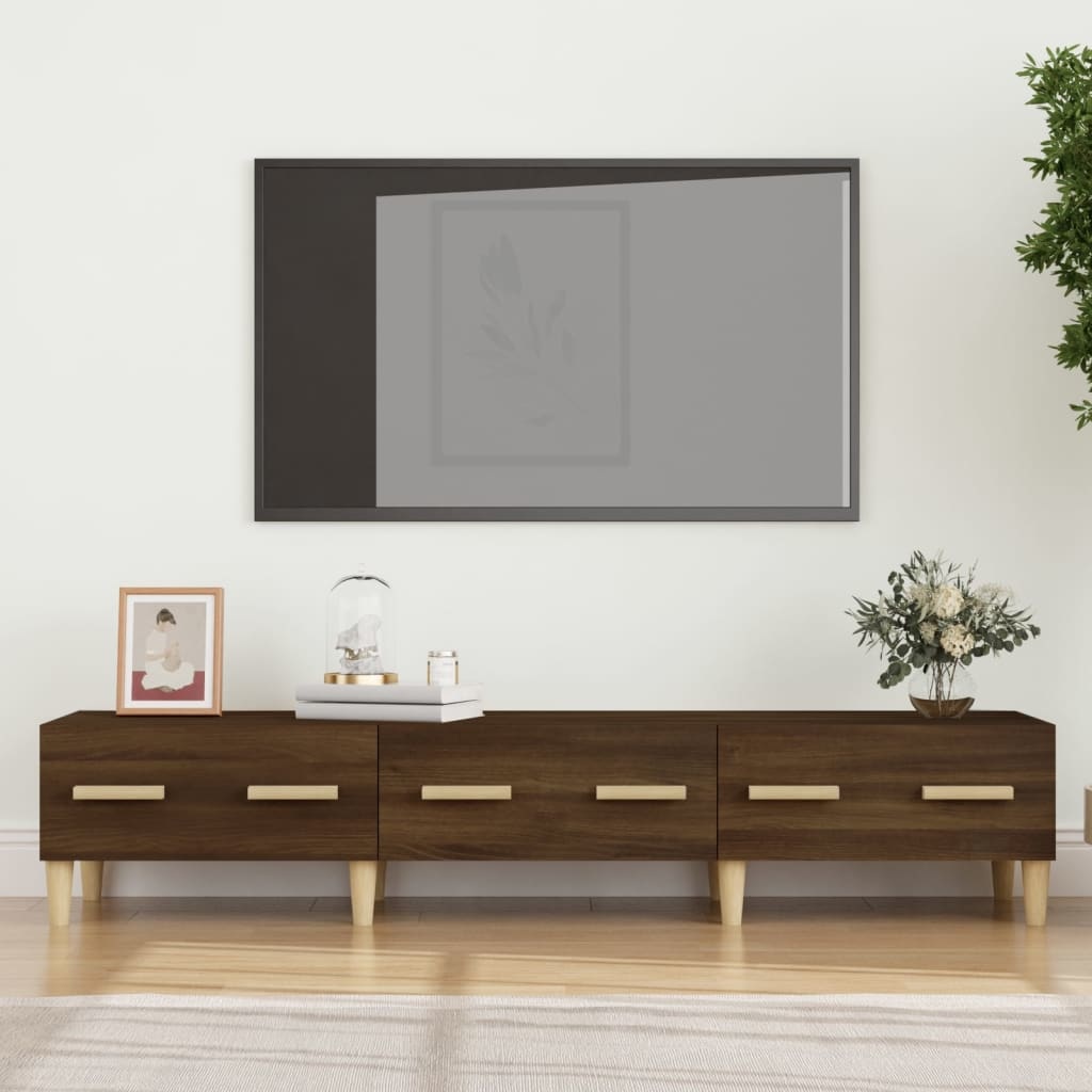 Tv-meubel 150x34,5x30 cm bewerkt hout bruineikenkleurig