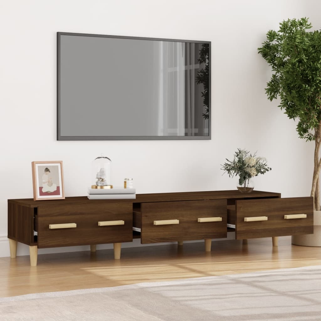Tv-meubel 150x34,5x30 cm bewerkt hout bruineikenkleurig