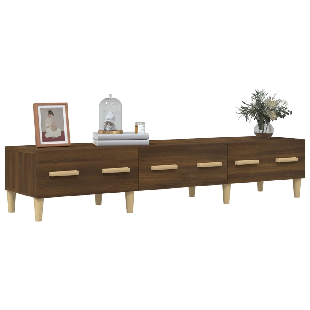 Tv-meubel 150x34,5x30 cm bewerkt hout bruineikenkleurig