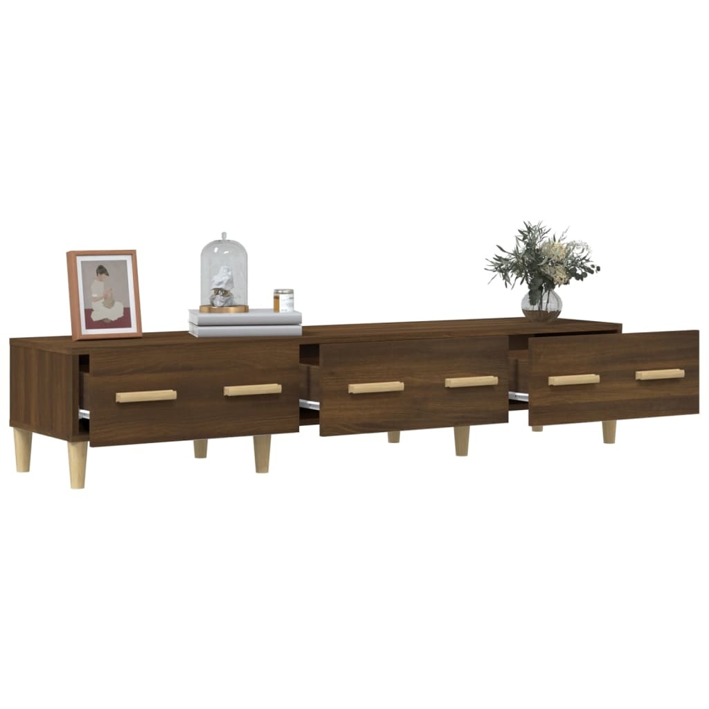 Tv-meubel 150x34,5x30 cm bewerkt hout bruineikenkleurig