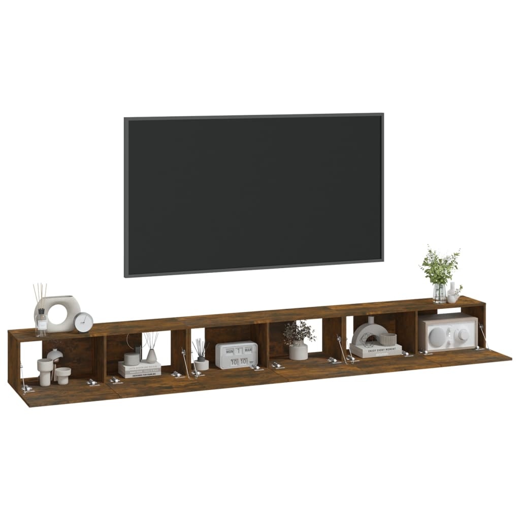 3-delige Tv-meubelset bewerkt hout gerookt eikenkleurig