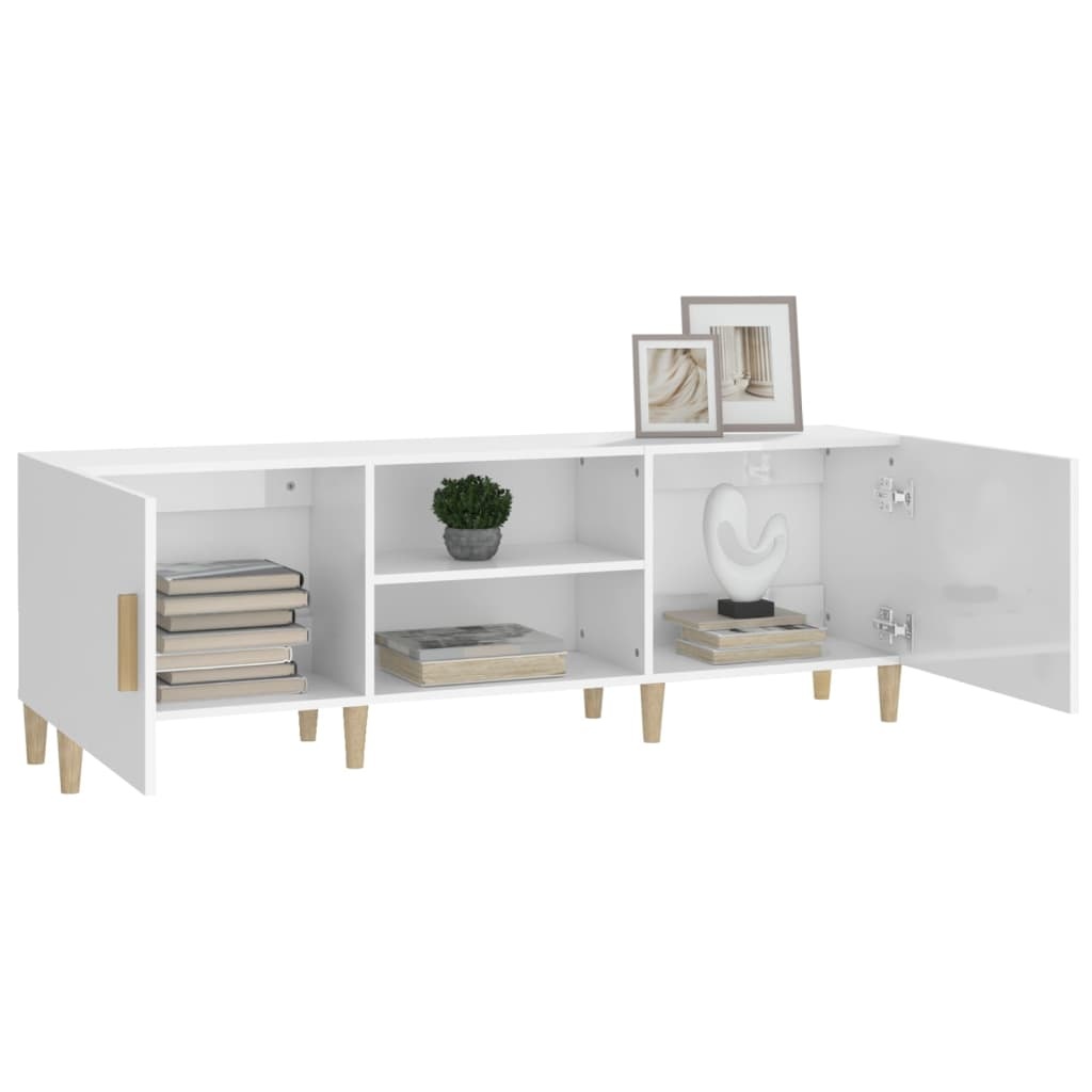 Tv-meubel 150x30x50 cm bewerkt hout hoogglans wit