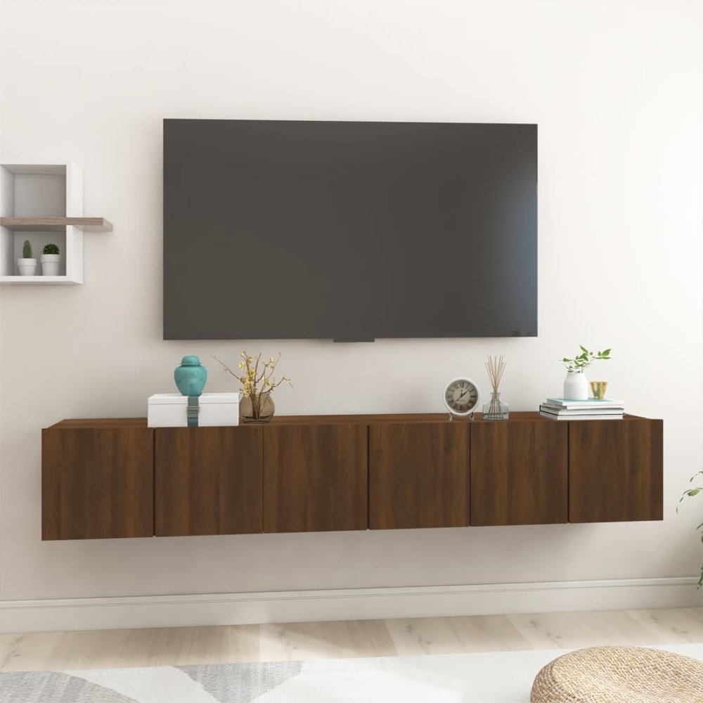 Gezichtsvermogen Ga naar beneden enkel en alleen Tv-hangmeubels 3 st 60x30x30 cm bewerkt hout bruineikenkleurig - TV meubel  Nederland