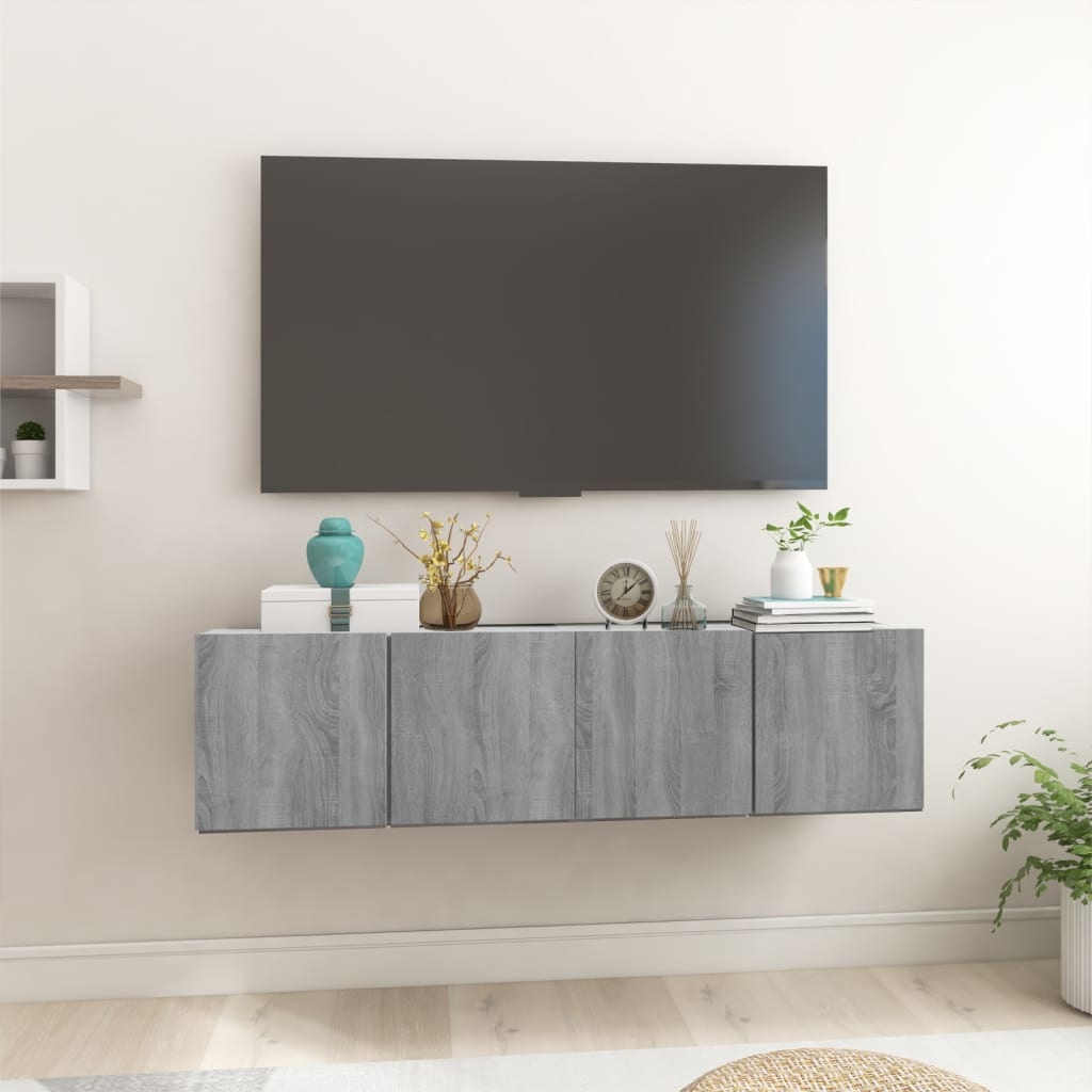 Tv-hangmeubelen 2 st 60x30x30 cm bewerkt hout grijs sonoma