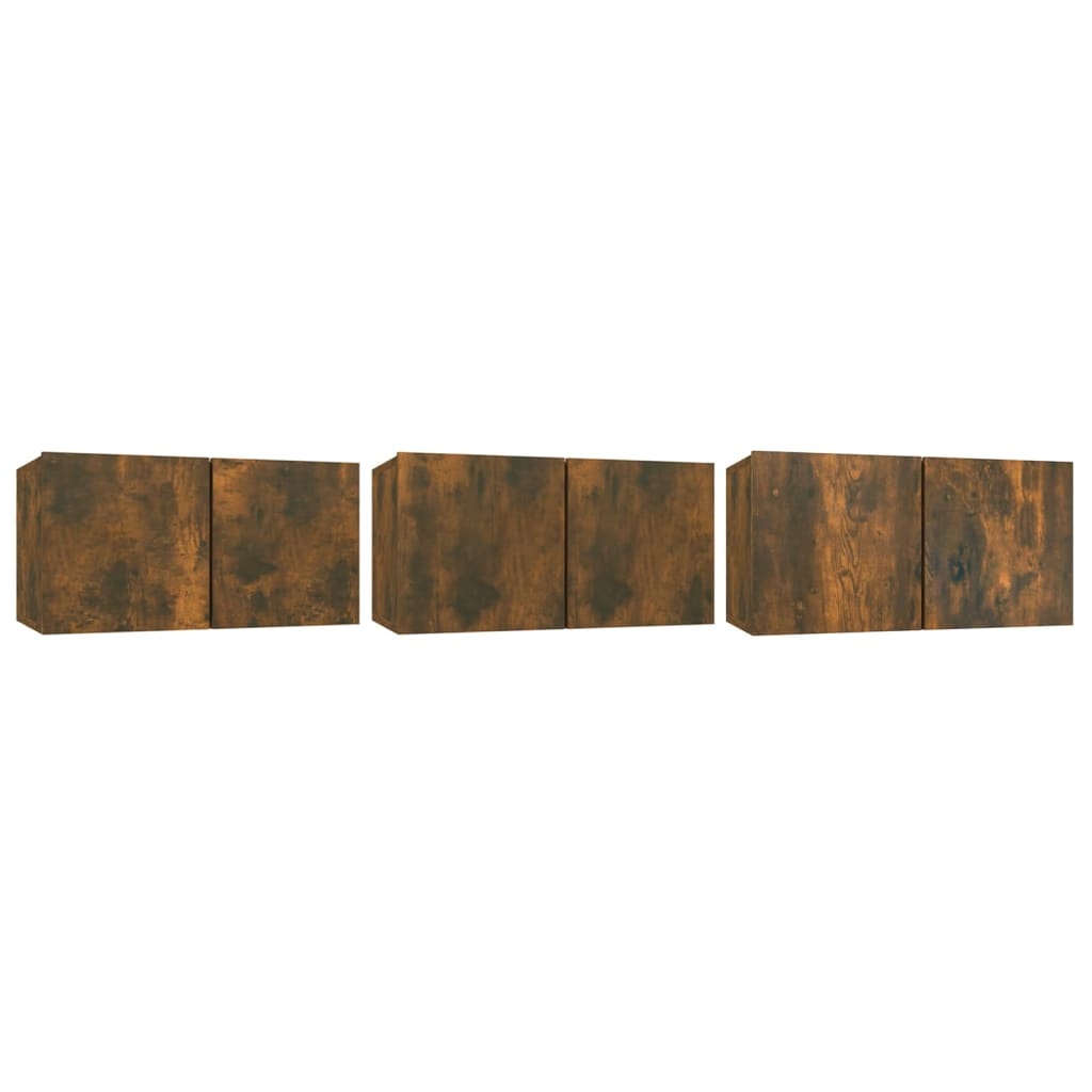 Tv-hangmeubelen 3 st 60x30x30 cm gerookt eikenkleurig