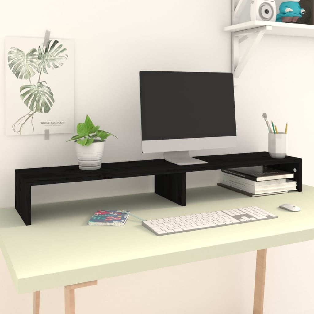 Monitorstandaard 110x23,5x12 cm bewerkt hout zwart