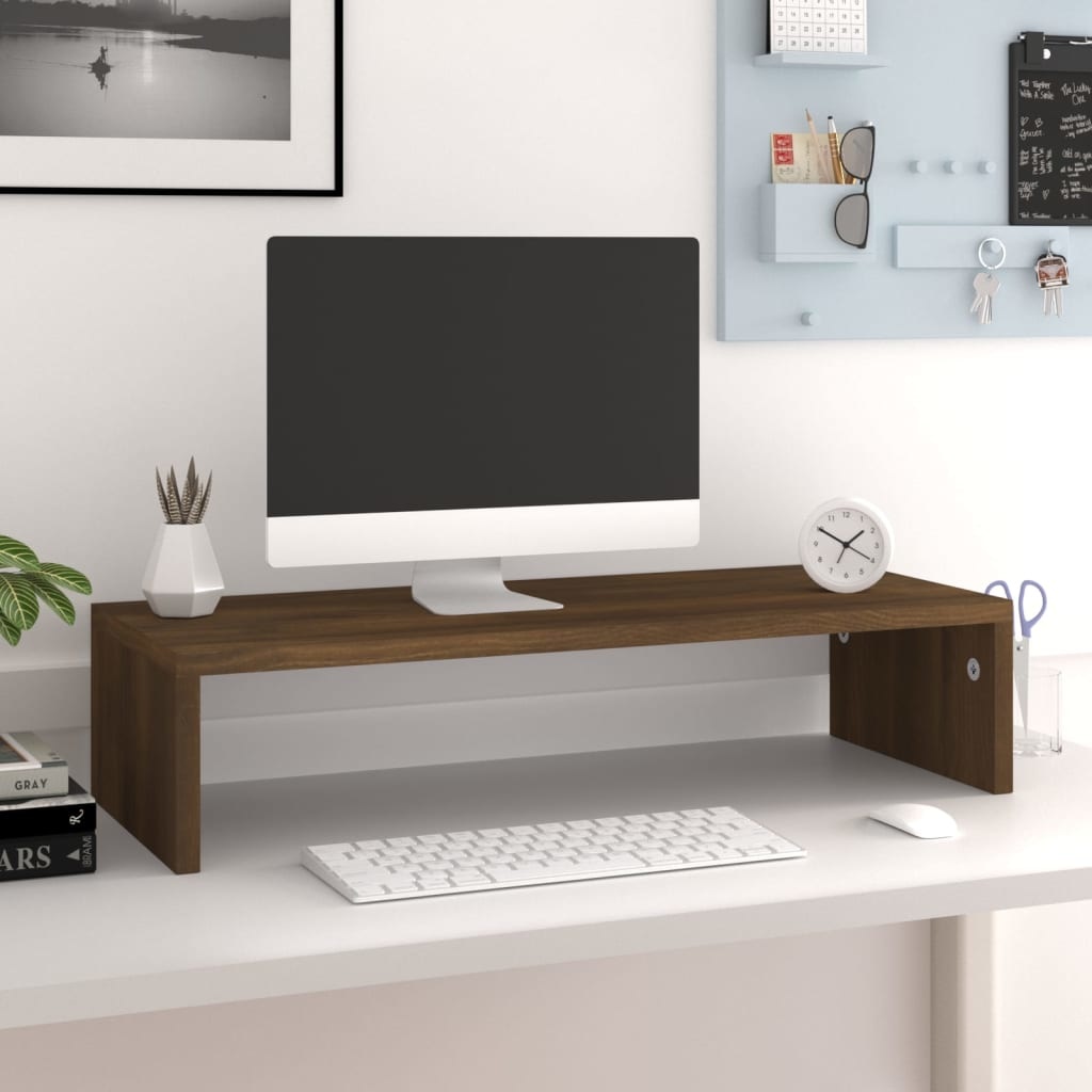 Monitorstandaard 60x23,5x12 cm bewerkt hout bruineikenkleurig