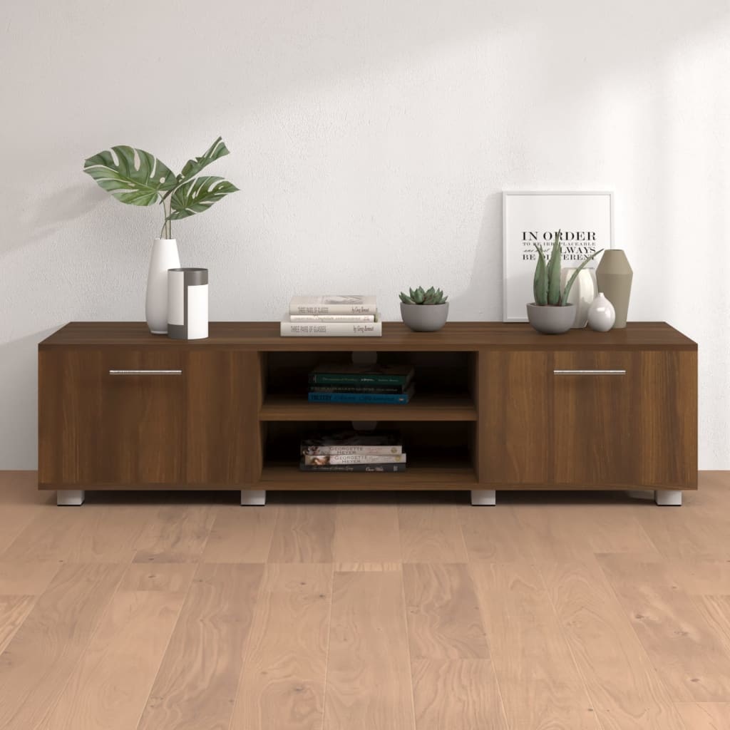 Tv-meubel 140x40x35 cm bewerkt hout bruineikenkleurig