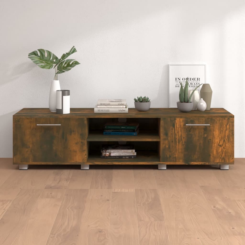 Tv-meubel 140x40x35 cm bewerkt hout gerookt eikenkleurig
