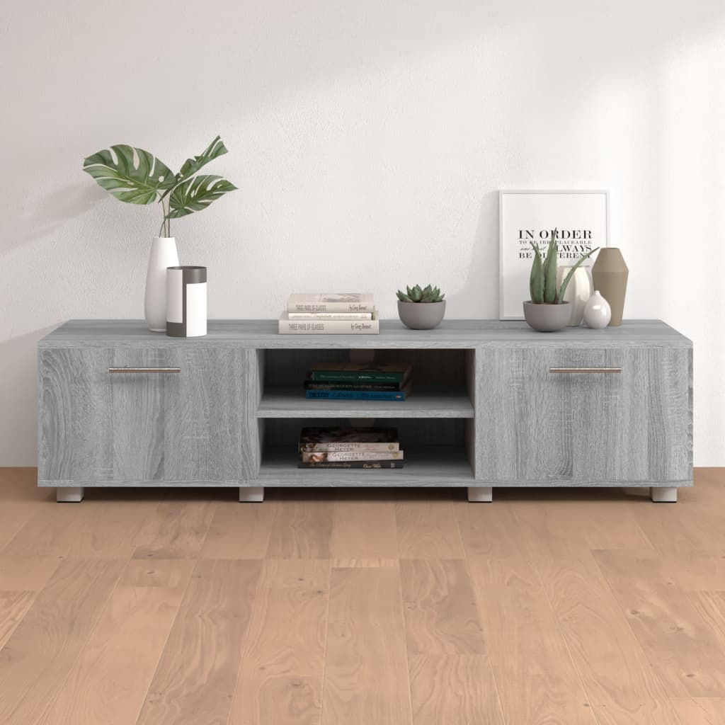 Tv-meubel 140x40x35 cm bewerkt hout grijs sonoma eikenkleurig