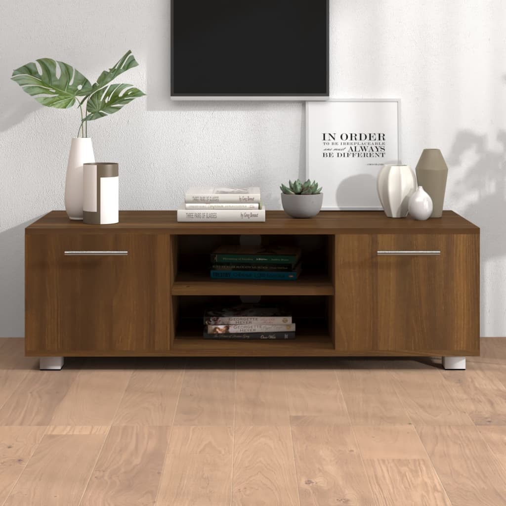 Tv-meubel 110x40x35 cm bewerkt hout bruineikenkleurig