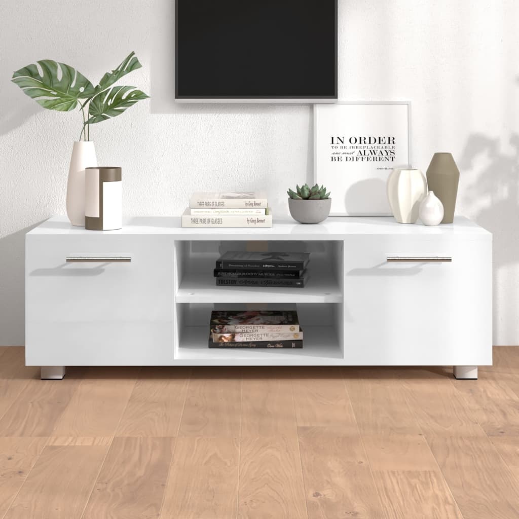 Tv-meubel 110x40x35 cm bewerkt hout hoogglans wit