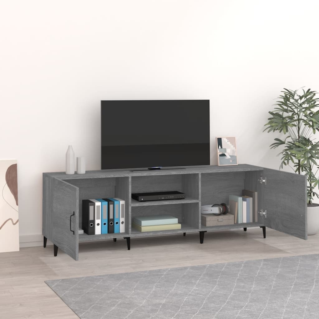 Tv-meubel 150x30x50 cm bewerkt hout grijs sonoma eikenkleurig