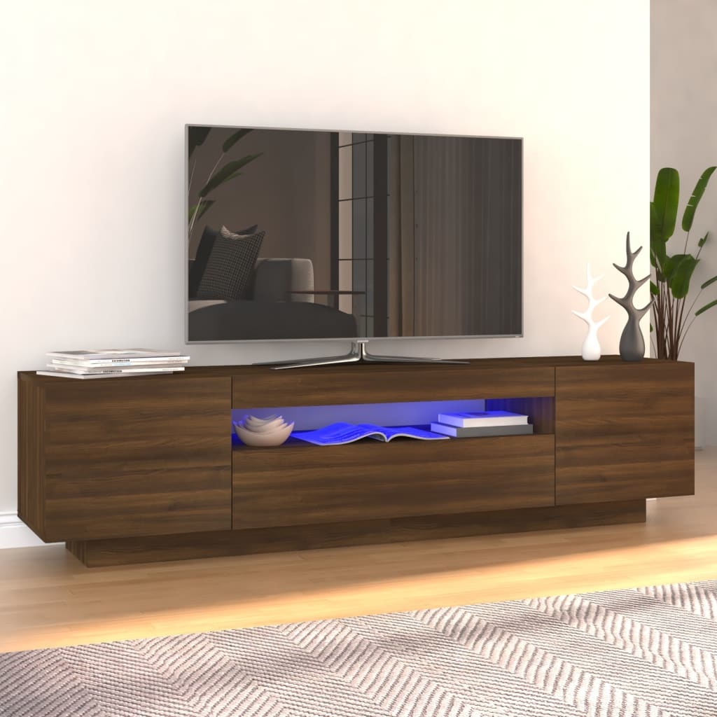 Tv-meubel met LED-verlichting 160x35x40 cm bruineikenkleurig