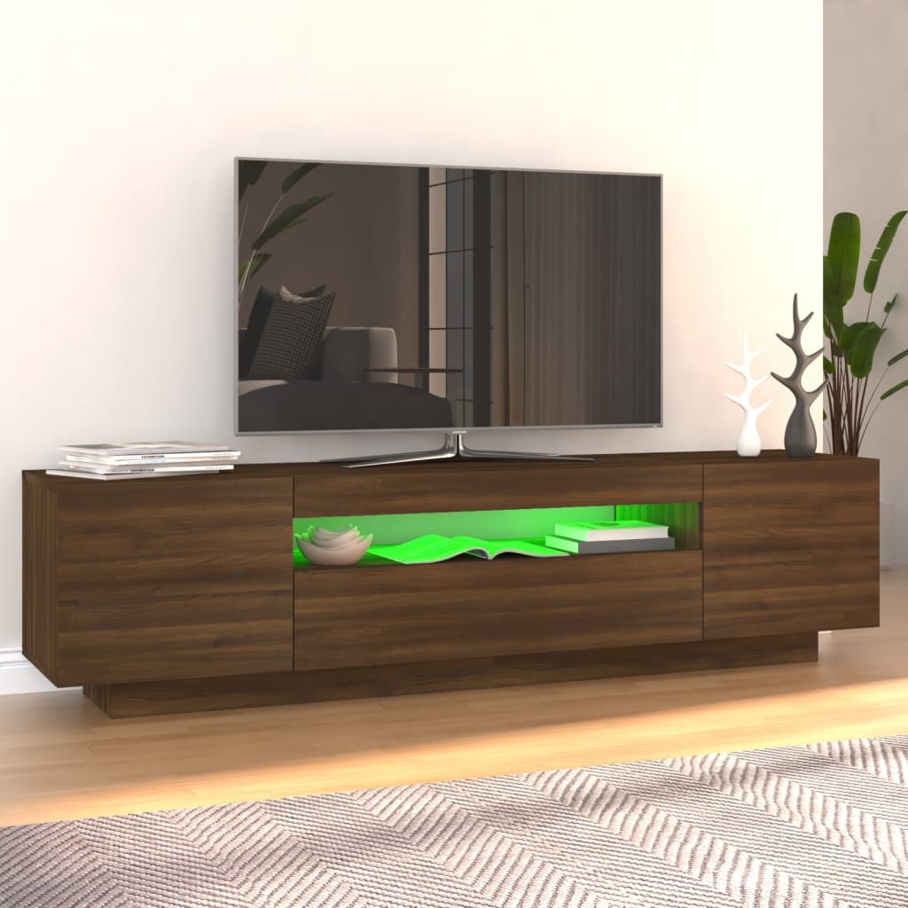 Tv-meubel met LED-verlichting 160x35x40 cm bruineikenkleurig