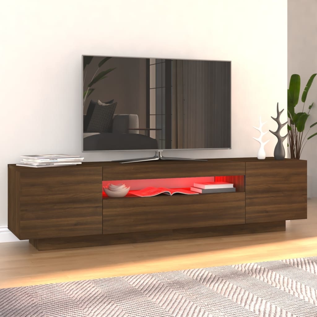 Tv-meubel met LED-verlichting 160x35x40 cm bruineikenkleurig