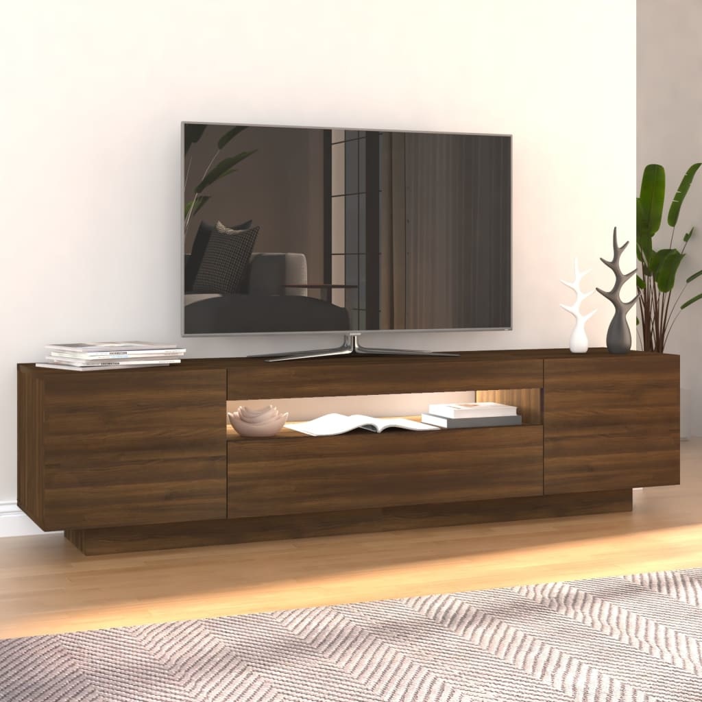 Tv-meubel met LED-verlichting 160x35x40 cm bruineikenkleurig