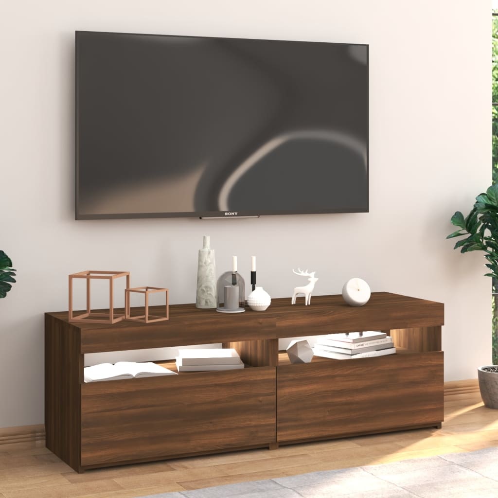 Tv-meubel met LED-verlichting 120x35x40 cm bruineikenkleurig
