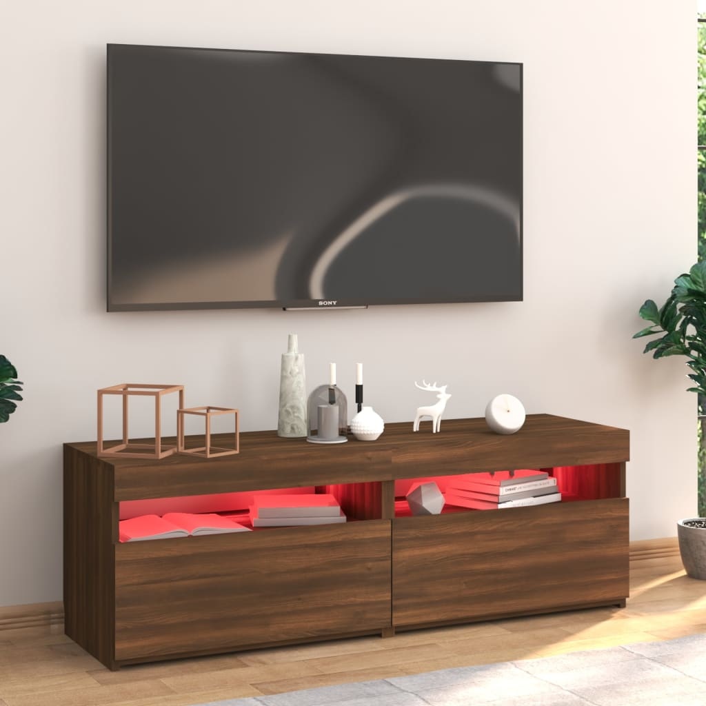 Tv-meubel met LED-verlichting 120x35x40 cm bruineikenkleurig