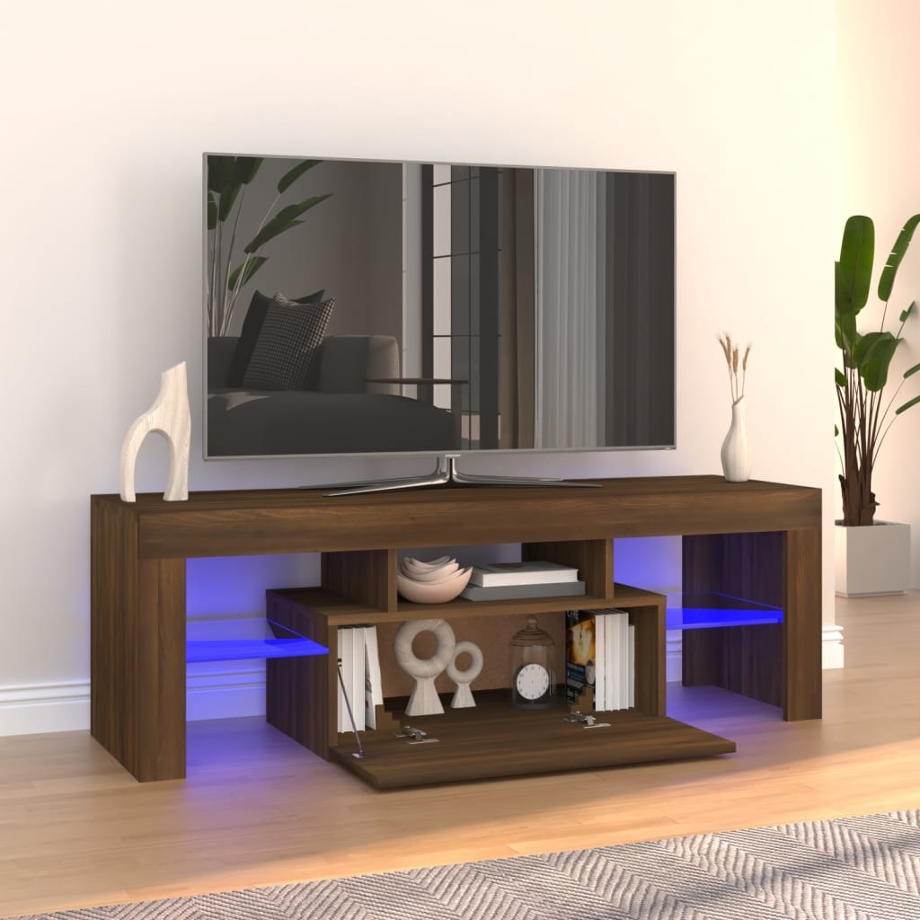 Tv-meubel met LED-verlichting 120x35x40 cm bruineikenkleurig