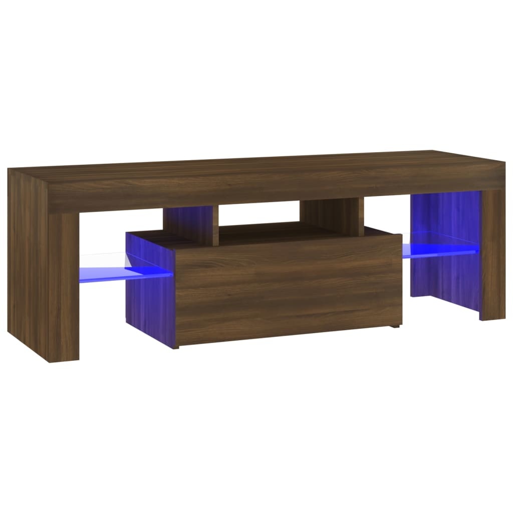 Tv-meubel met LED-verlichting 120x35x40 cm bruineikenkleurig