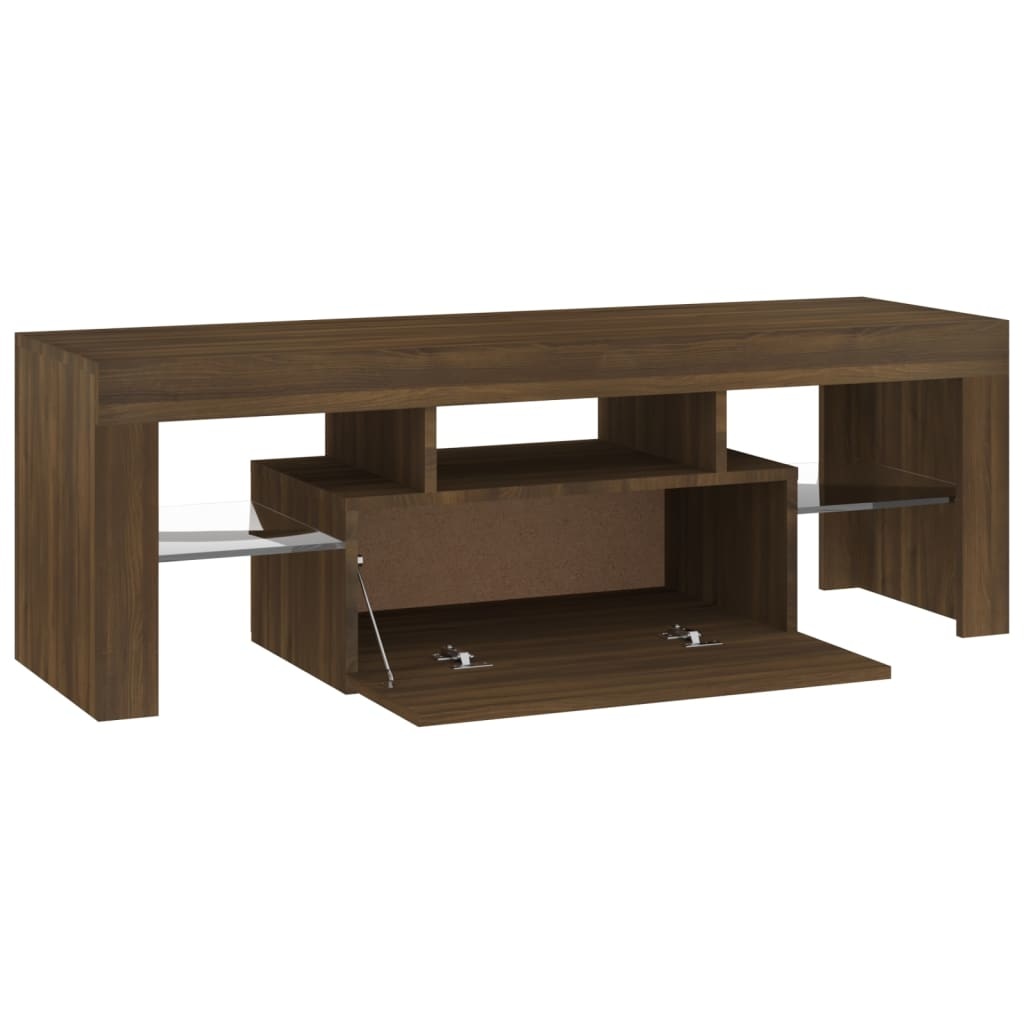 Tv-meubel met LED-verlichting 120x35x40 cm bruineikenkleurig