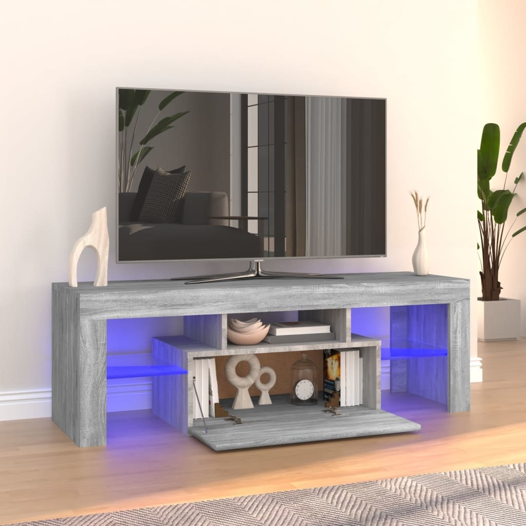 Tv-meubel met LED-verlichting 120x35x40 cm grijs sonoma eiken