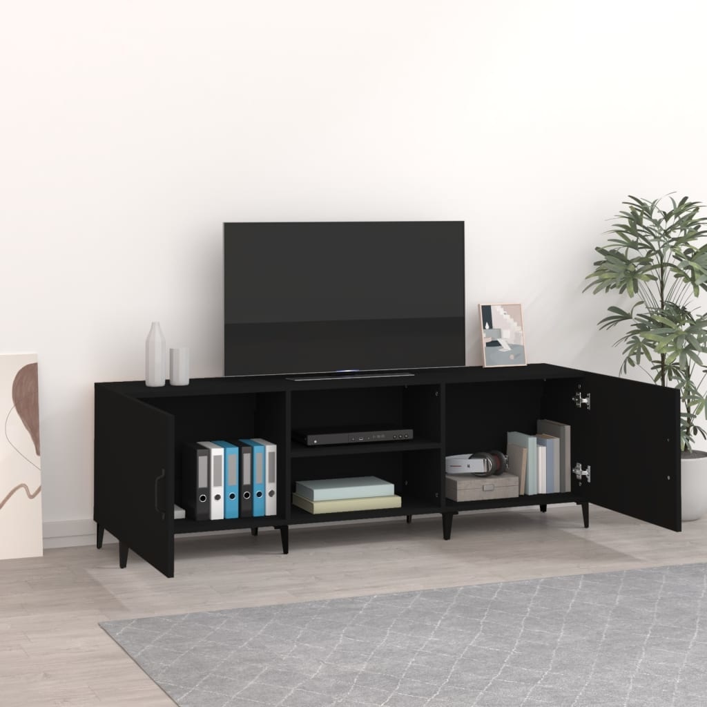 Tv-meubel 150x30x50 cm bewerkt hout zwart