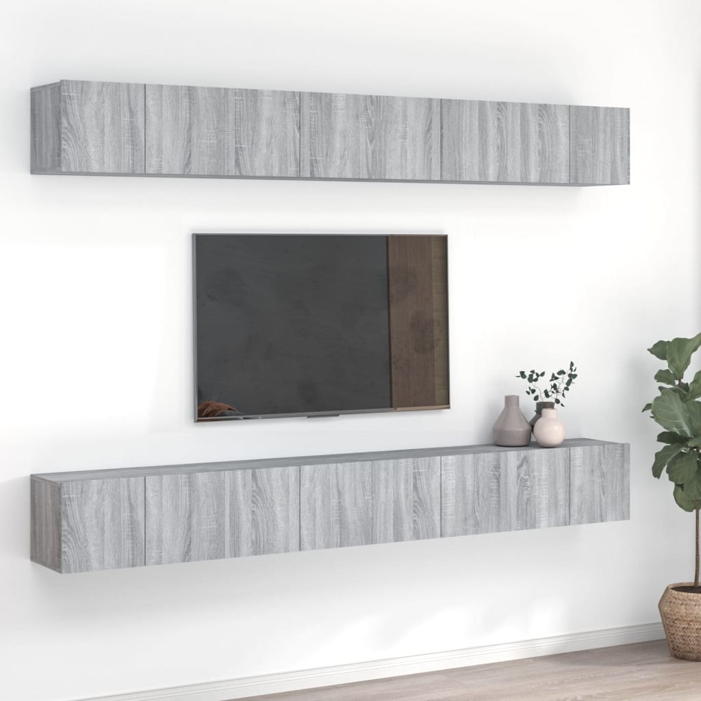 Tv-meubelen 8 st 60x30x30 cm bewerkt hout grijs sonoma eiken