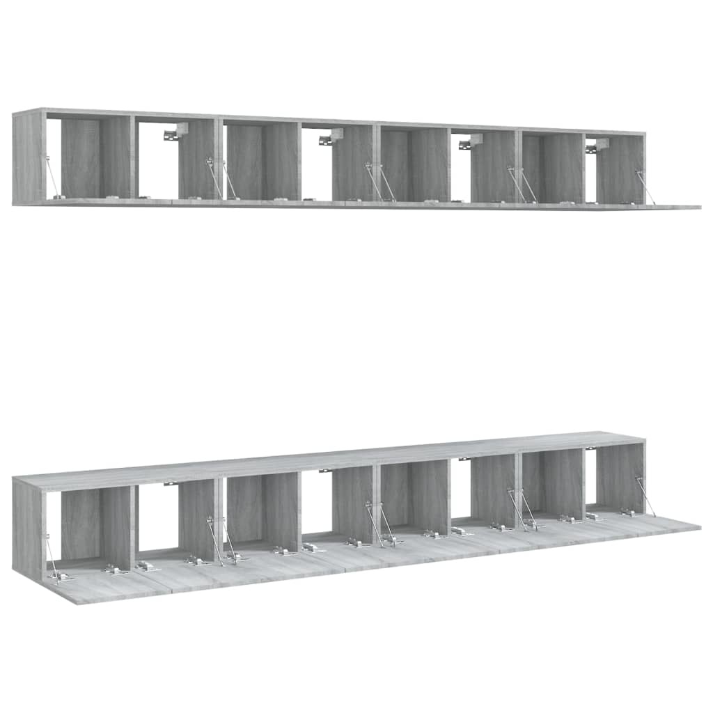 Tv-meubelen 8 st 60x30x30 cm bewerkt hout grijs sonoma eiken