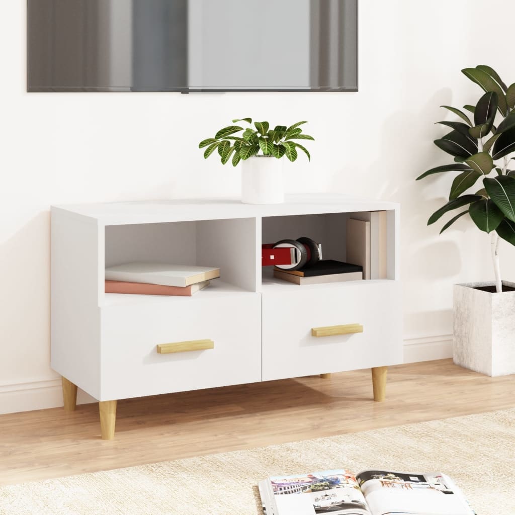 Tv-meubel 80x36x50 cm bewerkt hout wit