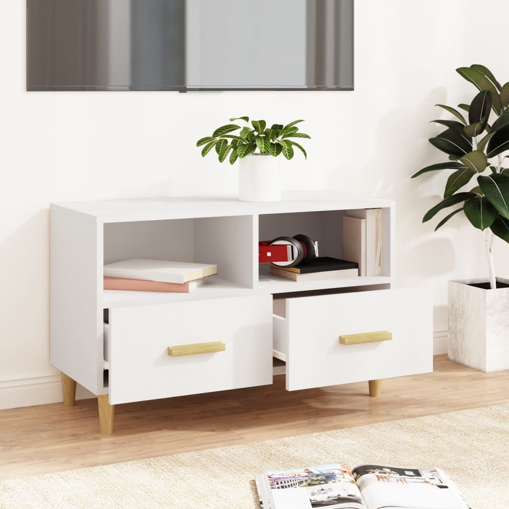 Tv-meubel 80x36x50 cm bewerkt hout wit