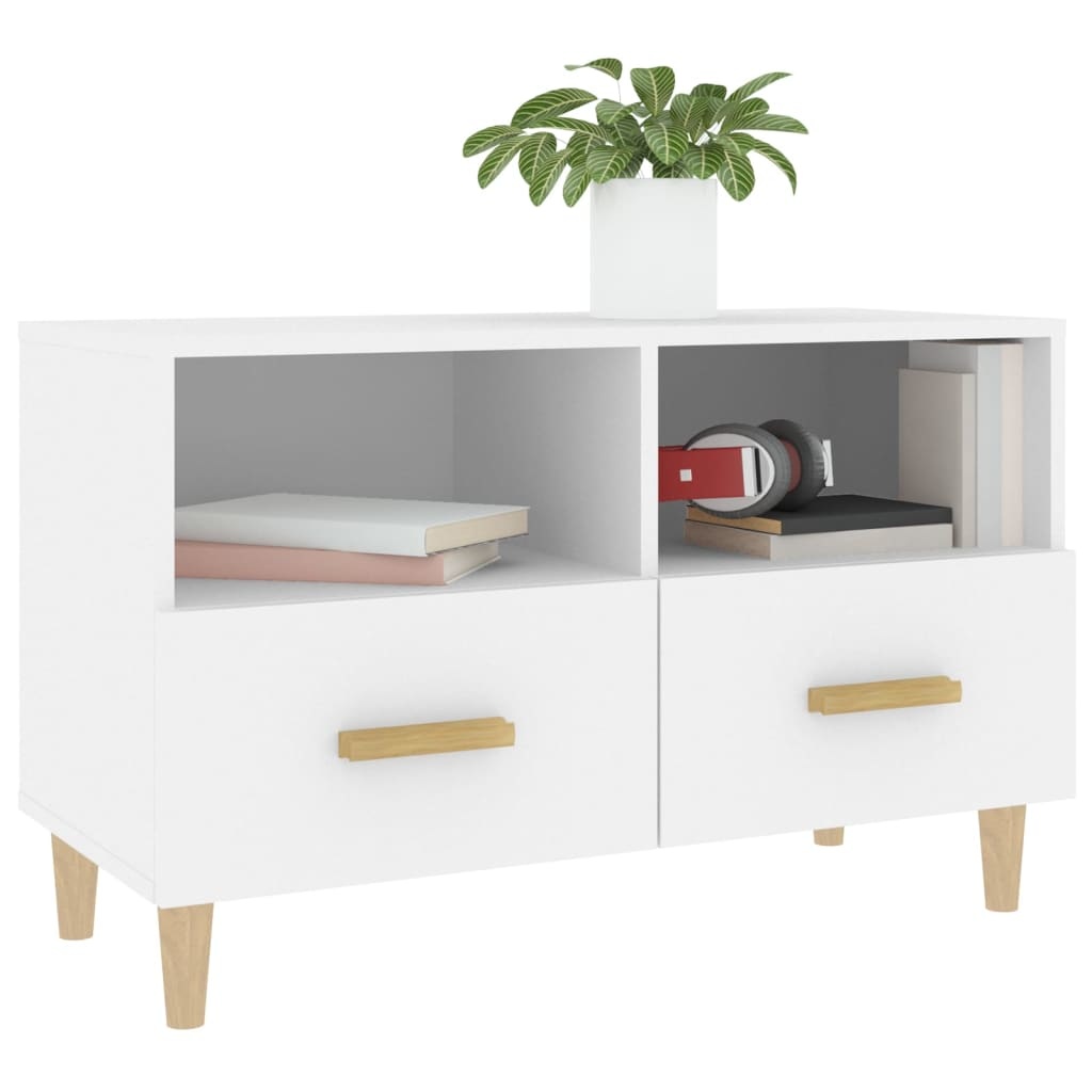 Tv-meubel 80x36x50 cm bewerkt hout wit