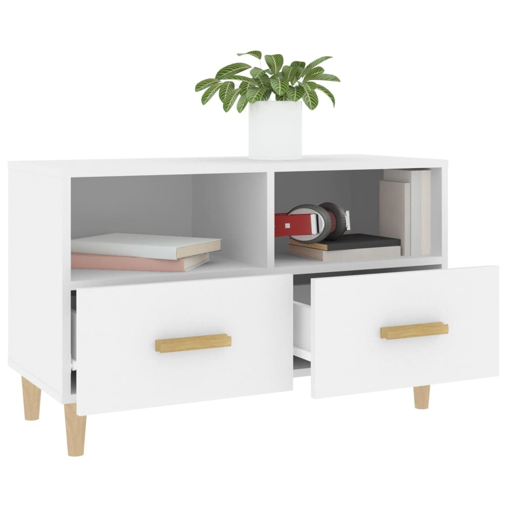 Tv-meubel 80x36x50 cm bewerkt hout wit