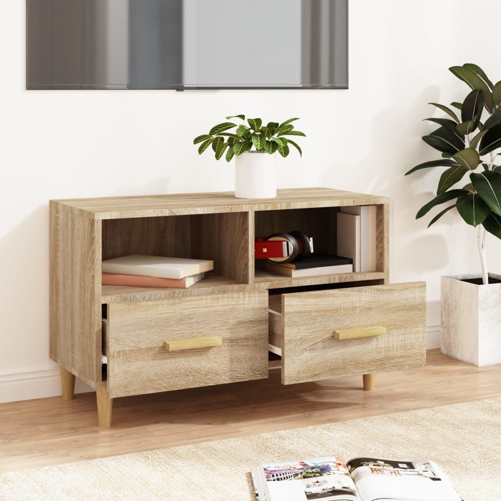 Tv-meubel 80x36x50 cm bewerkt hout sonoma eiken