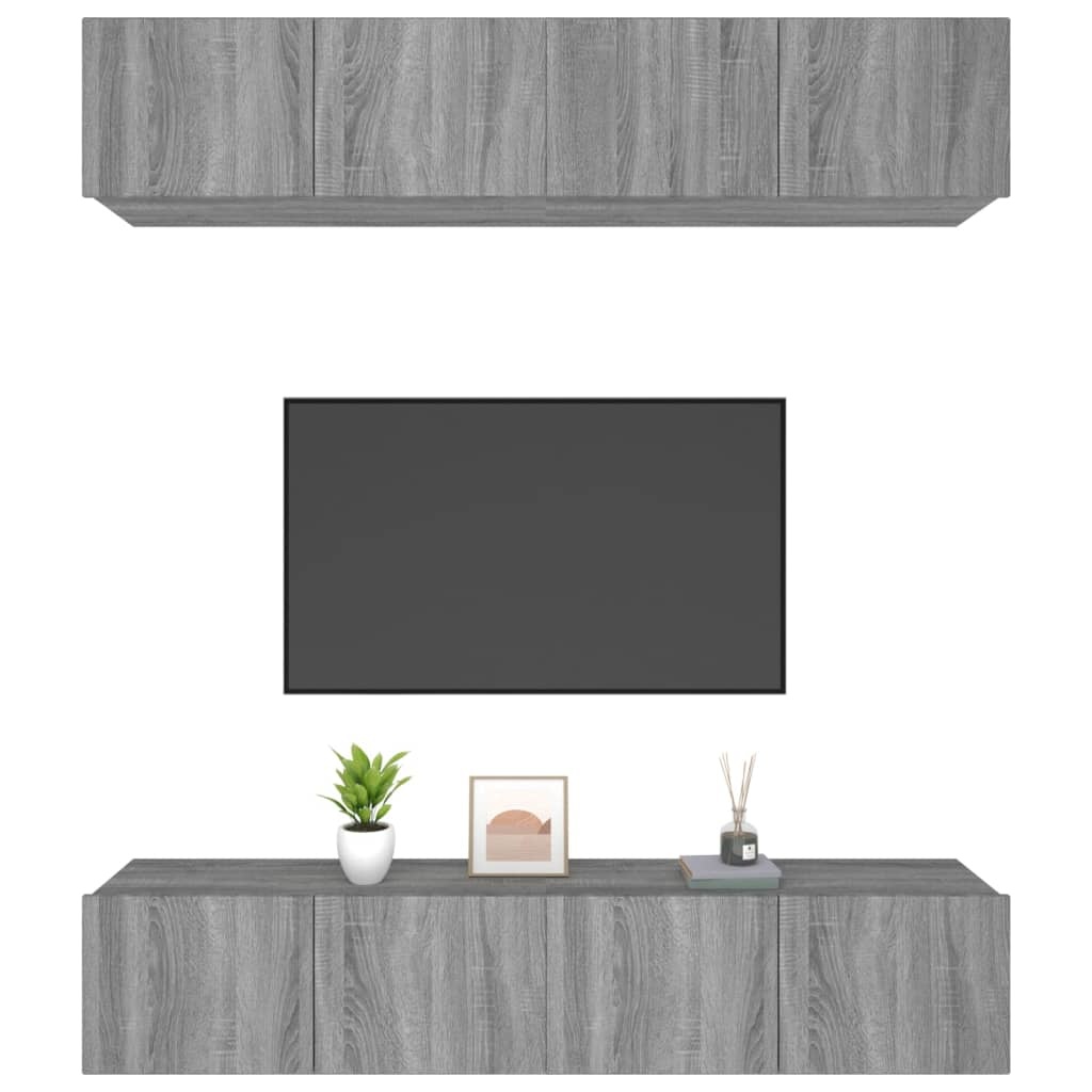 Tv-meubelen 4 st 80x30x30 cm bewerkt hout grijs sonoma eiken