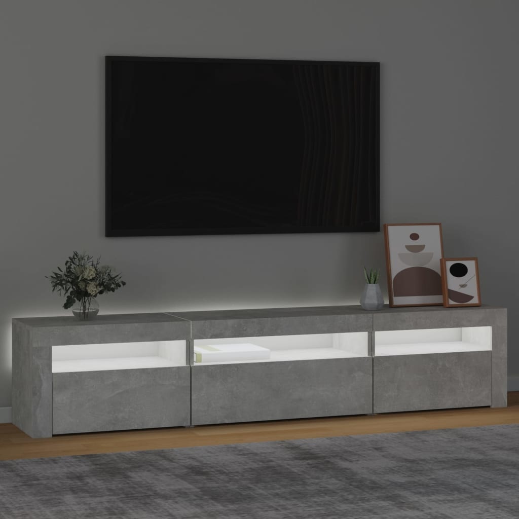 Tv-meubel met LED-verlichting 195x35x40 cm betongrijs