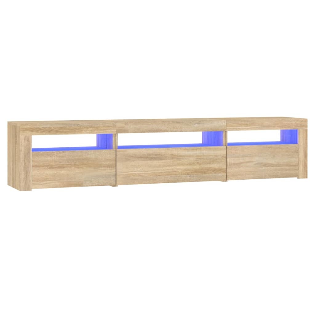 Tv-meubel met LED-verlichting 195x35x40 cm sonoma eikenkleurig