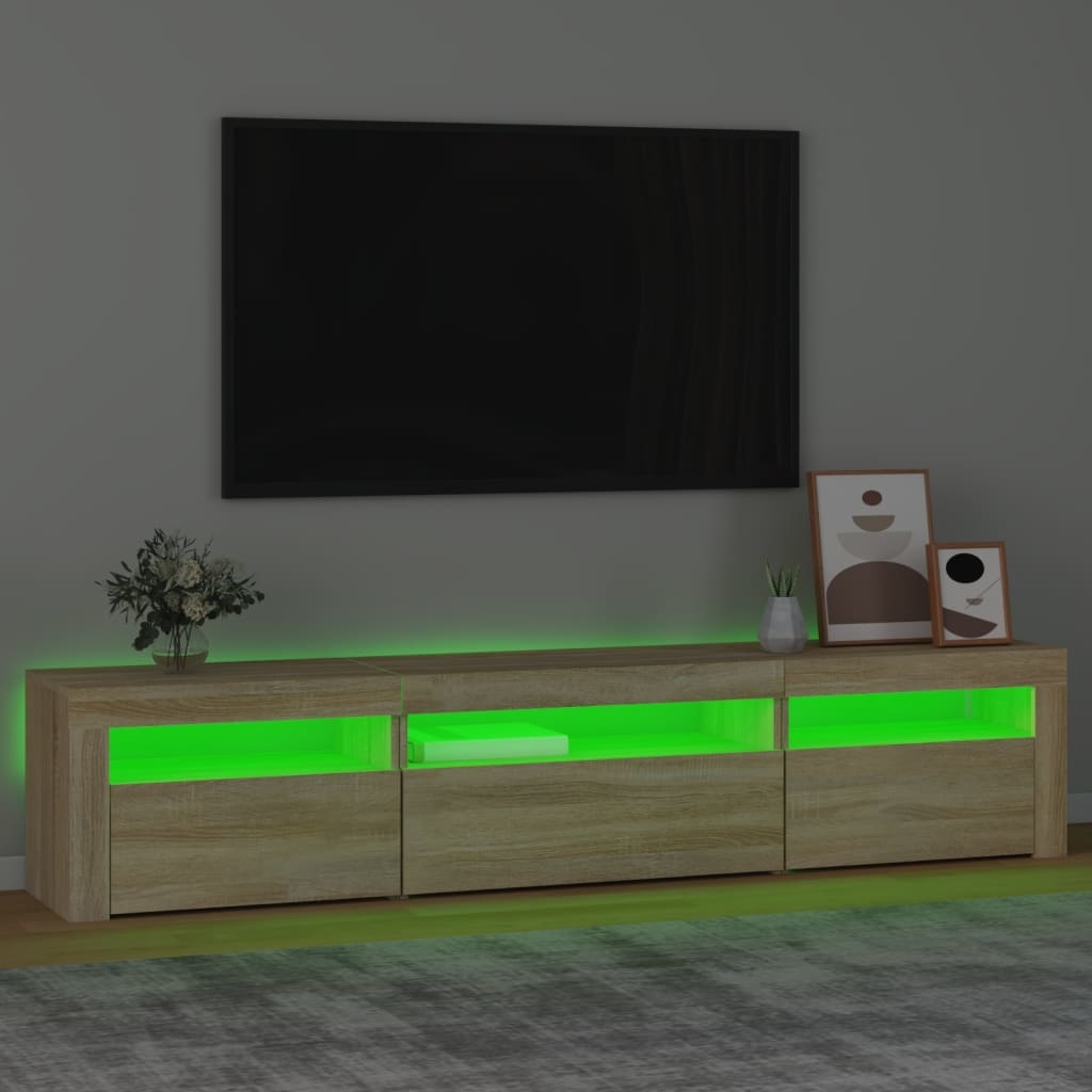 Tv-meubel met LED-verlichting 195x35x40 cm sonoma eikenkleurig