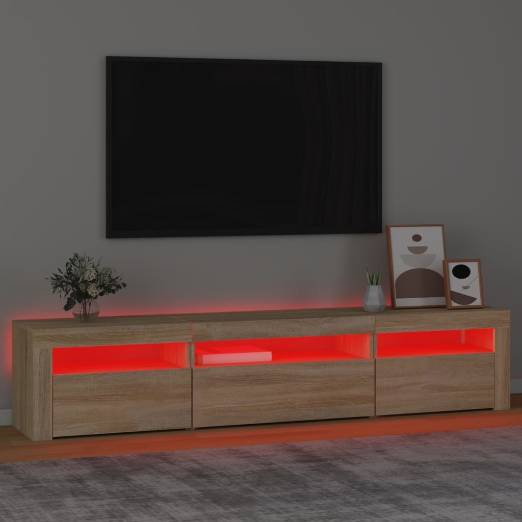 Tv-meubel met LED-verlichting 195x35x40 cm sonoma eikenkleurig