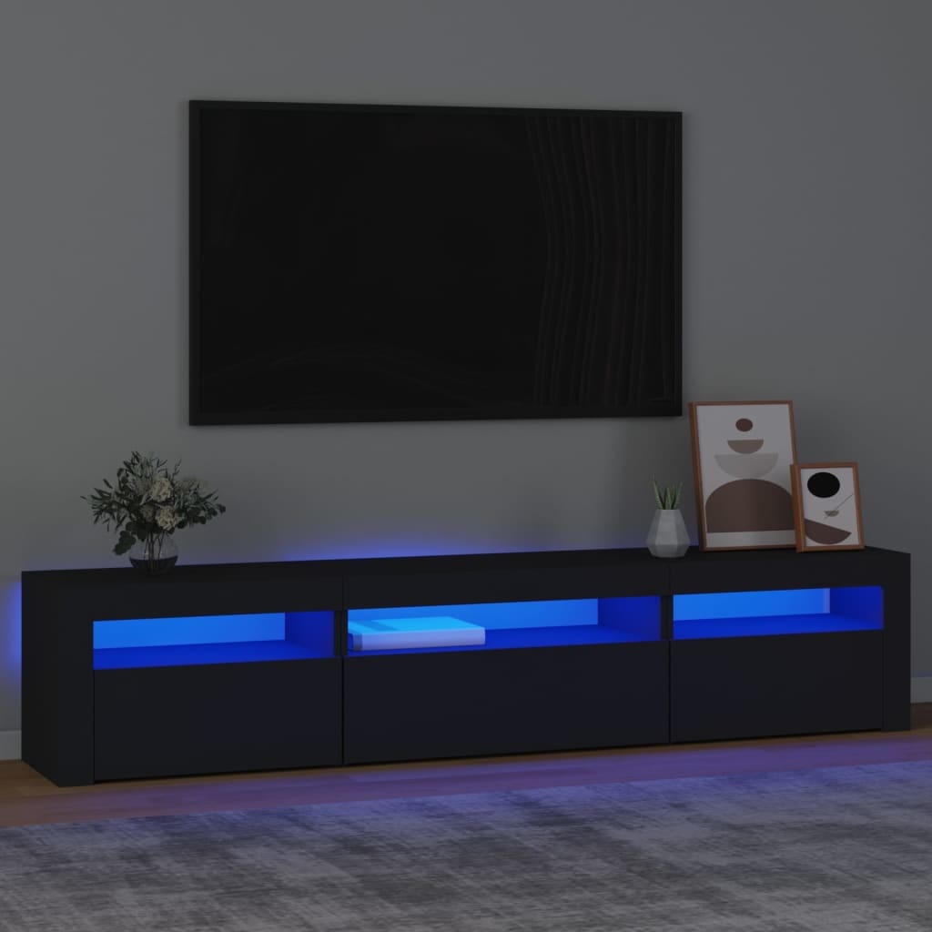 Tv-meubel met LED-verlichting 195x35x40 cm zwart