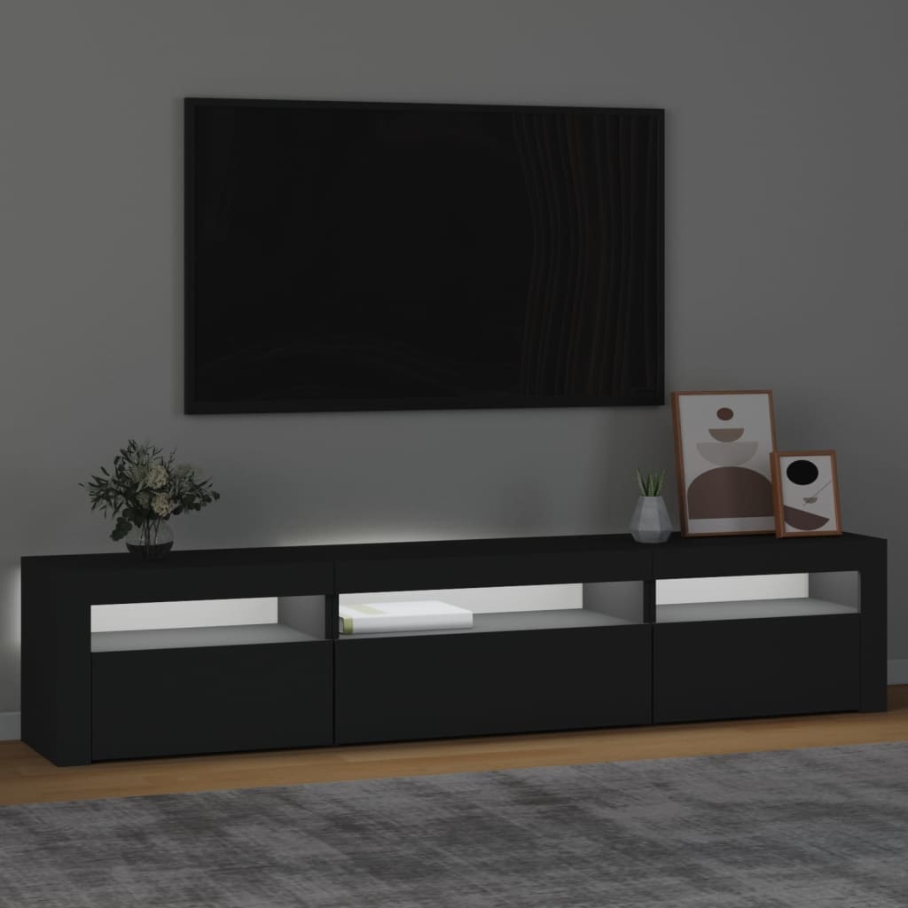 Tv-meubel met LED-verlichting 195x35x40 cm zwart