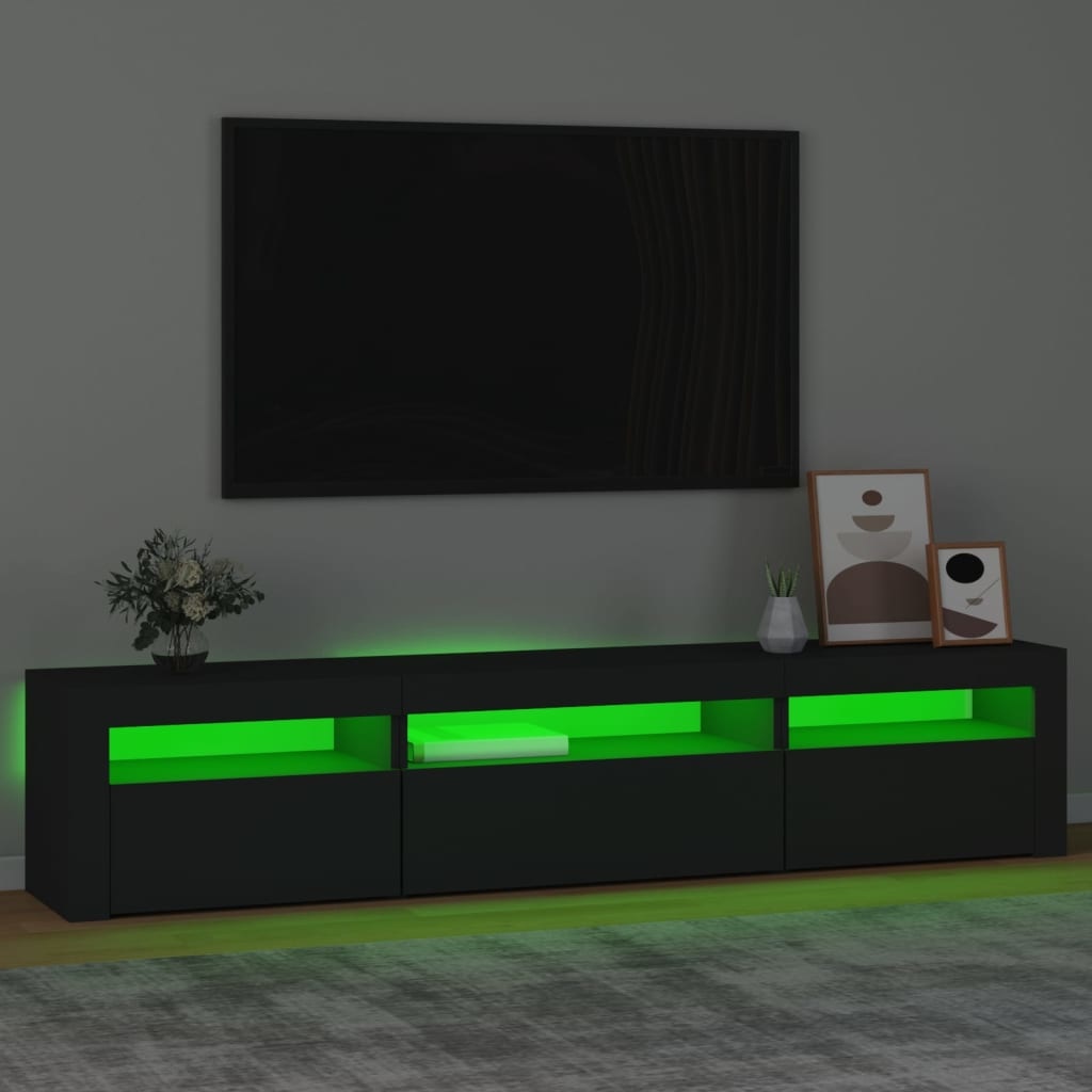 Tv-meubel met LED-verlichting 195x35x40 cm zwart