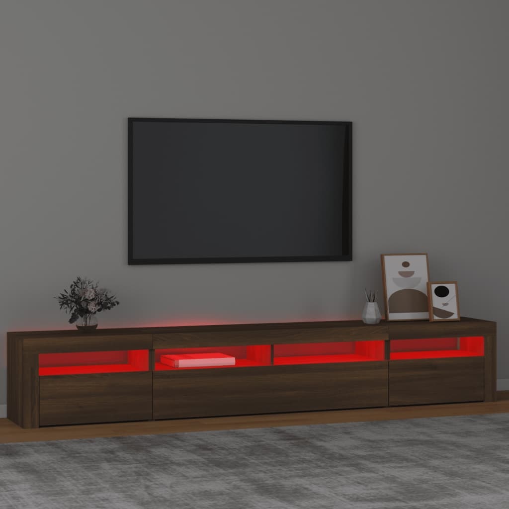 Tv-meubel met LED-verlichting 240x35x40 cm bruineikenkleurig
